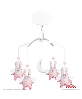 Mobile Music Box Pink Bunnies