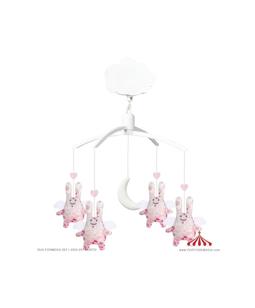 Mobile Music Box Pink Bunnies