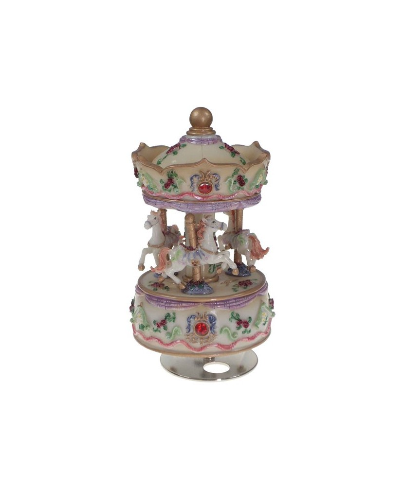 Small Carousel with Red Stones - Music Box