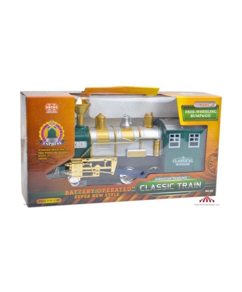 Locomotiva com Fumo Verde e Preto