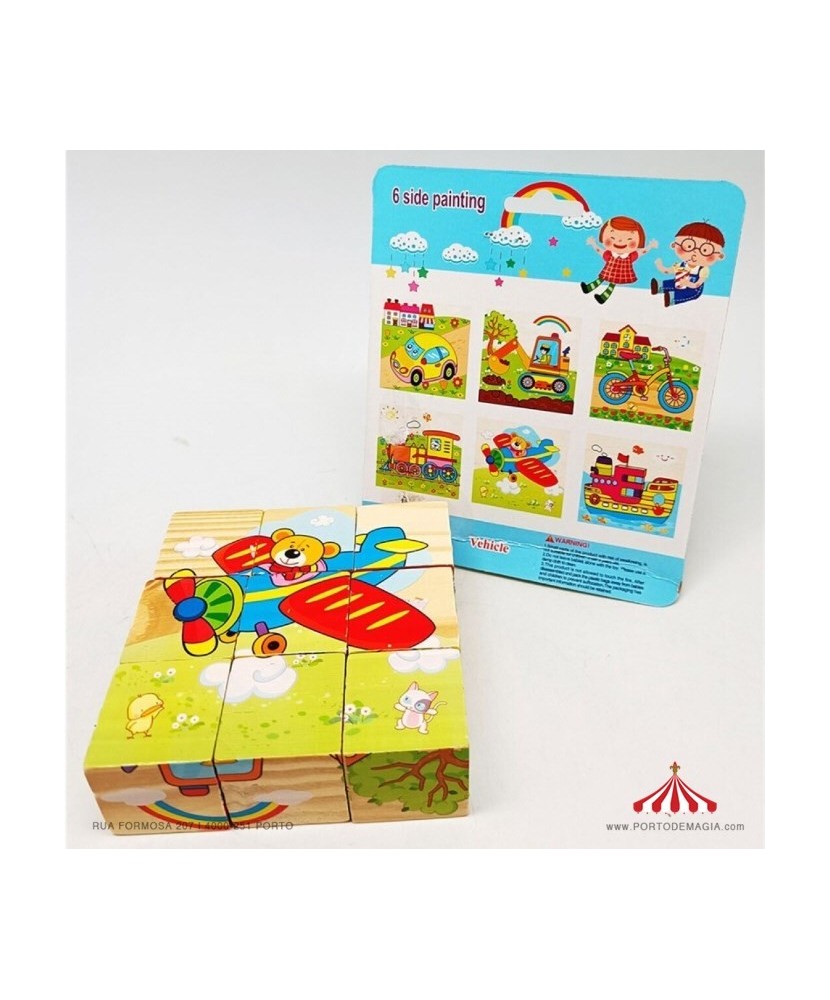 Wooden Puzzle Cubes Vehicles 6 images