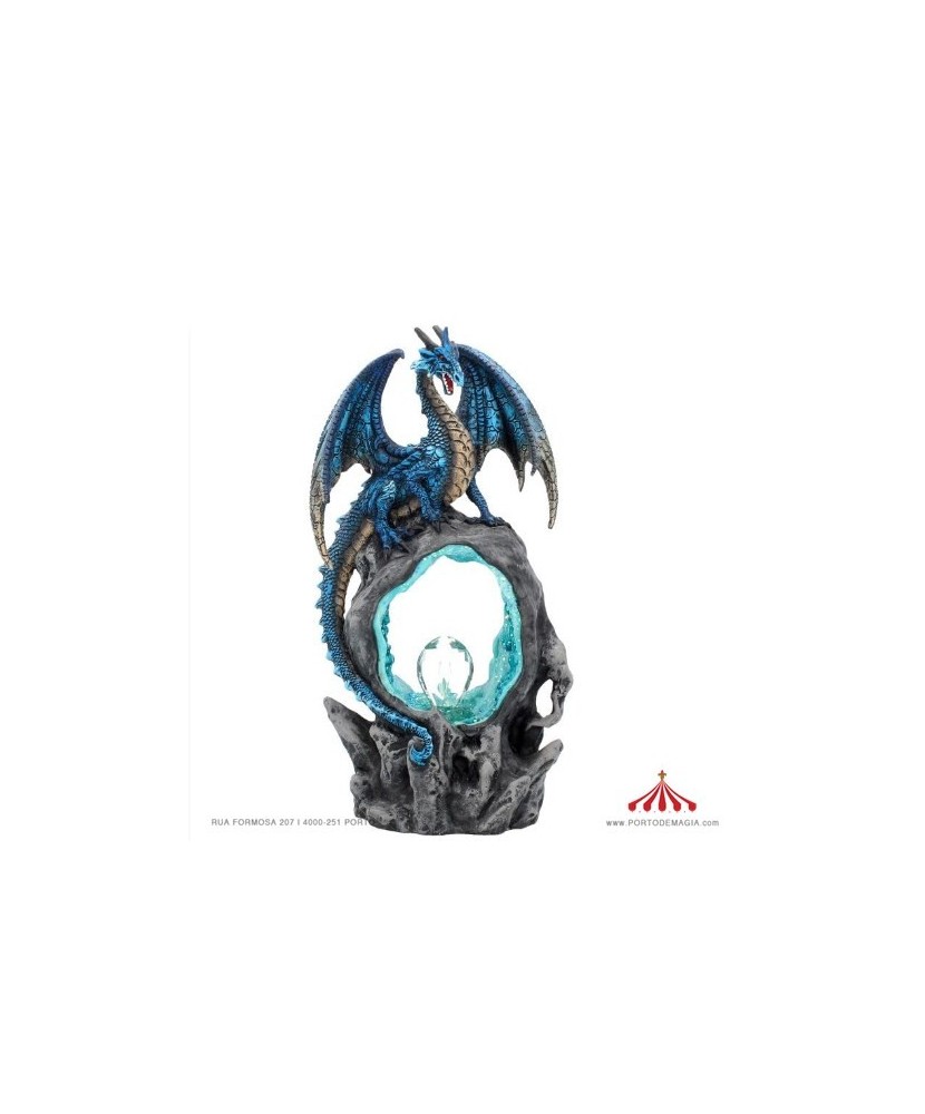 Blue Dragon with Crystal Portal Figurine