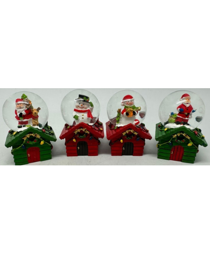 Christmas Snow Globe Santa in a House