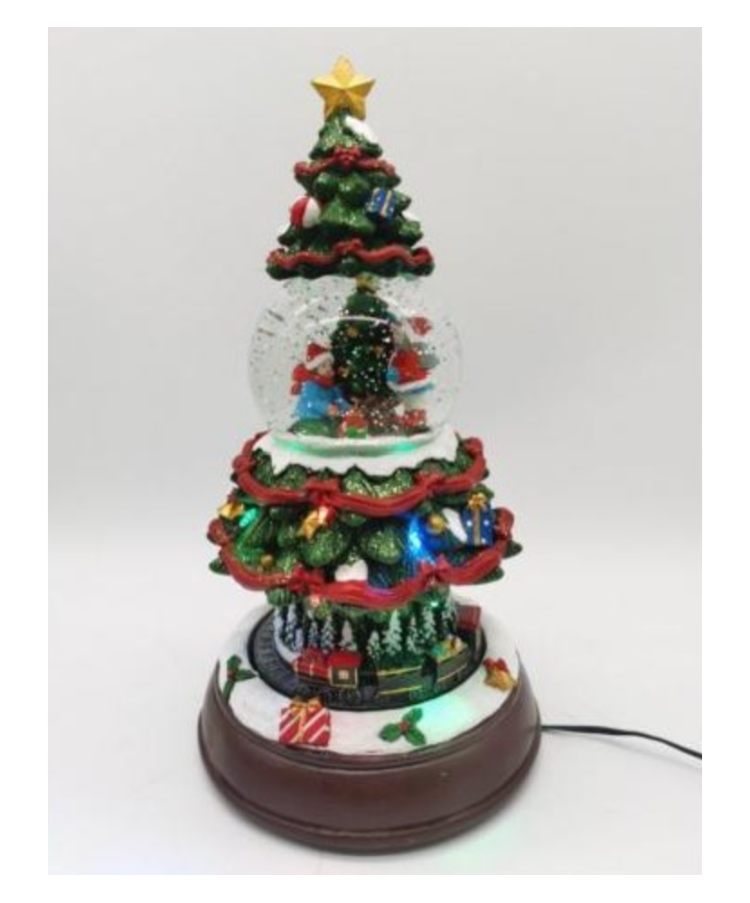 Árvore de Natal com Bola de Neve e Comboio