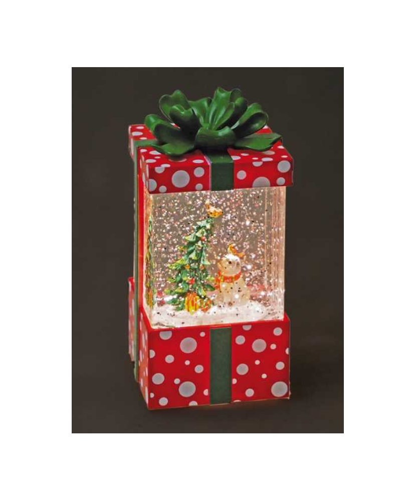 Red Gift with Dog and Christmas Tree