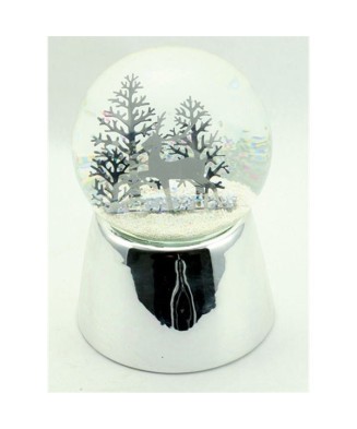 Reindeer - Silver Snow Globe