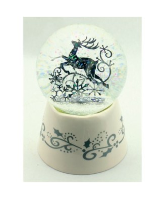 Reindeer - White Snow Globe