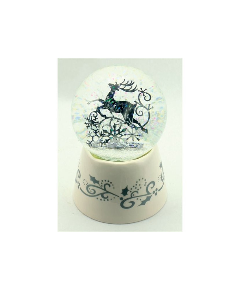 Reindeer - White Snow Globe
