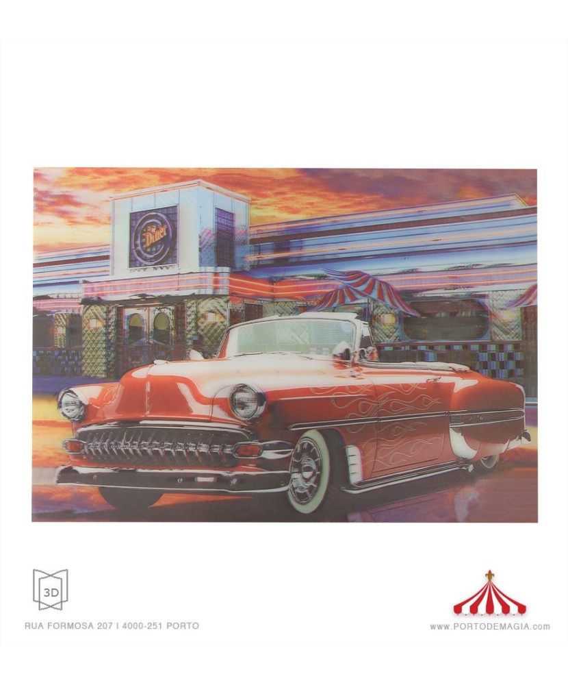 3D Red Car Diner Wall Art