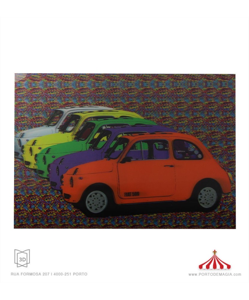 Quadro 3D Fiat 500 coloridos
