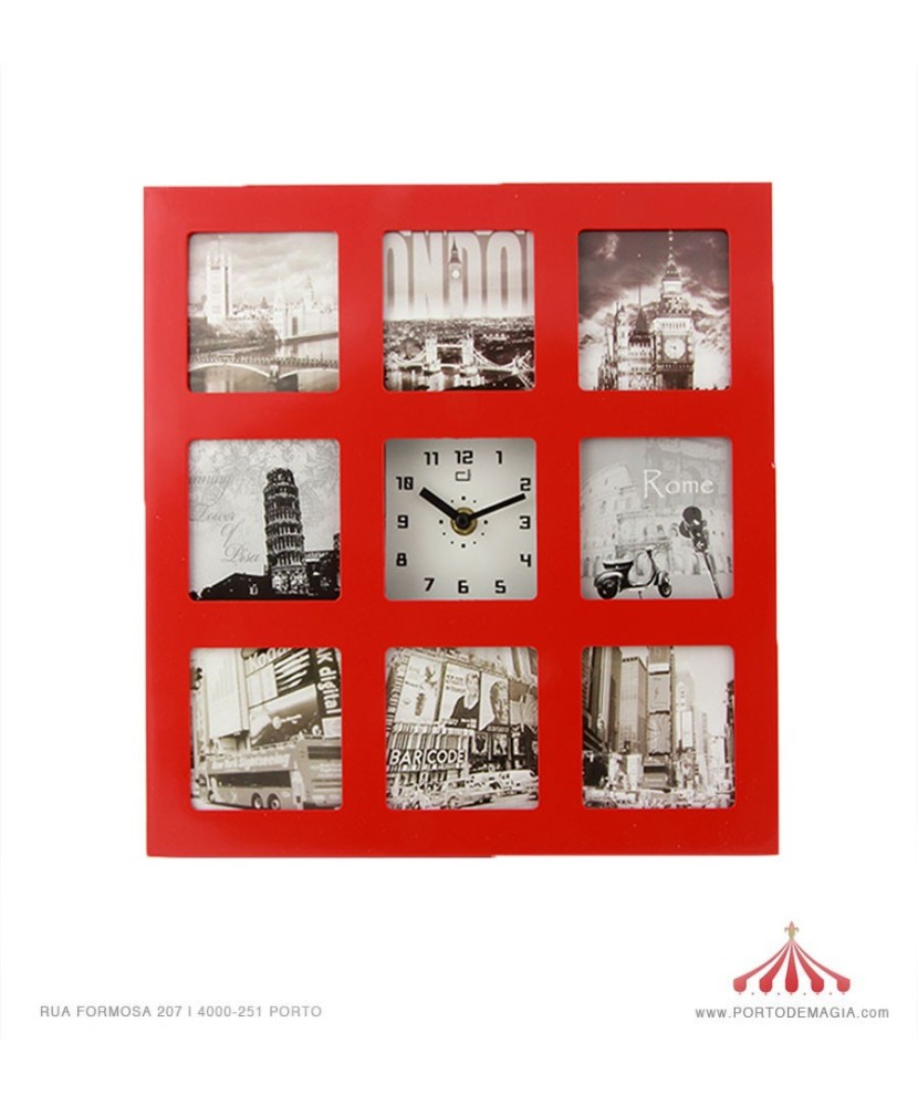 Reloj de pared 9 rojo