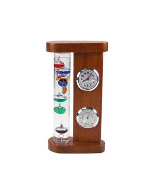 Glass Thermometer with Clock