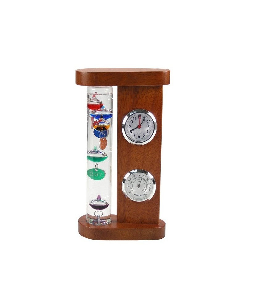 Glass Thermometer with Clock