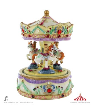Cream Carousel with Red Stones