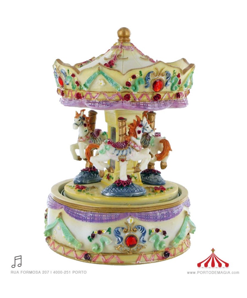 Cream Carousel with Red Stones