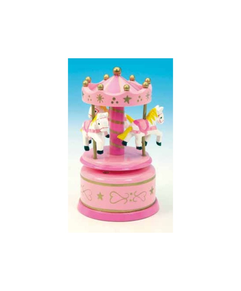 El pequeño carrusel de madera rosa