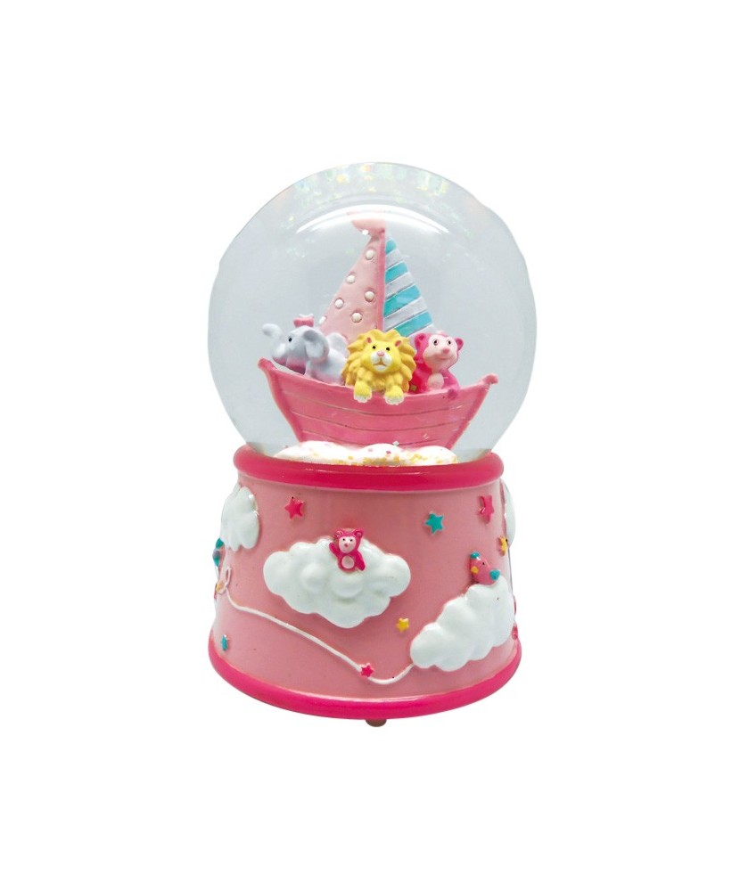 Pink Animal Boat Snow Globe
