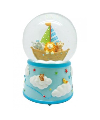 Blue Animal Boat Snow Globe