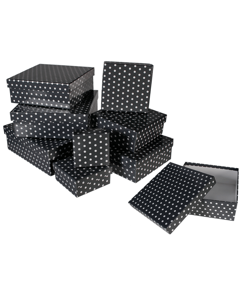 Small Gray Gift Boxes with Dots