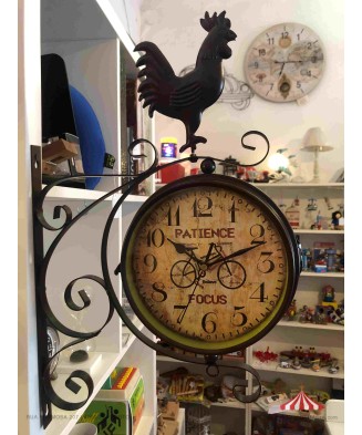 Reloj de Estación 20cm Negro con Pájaro