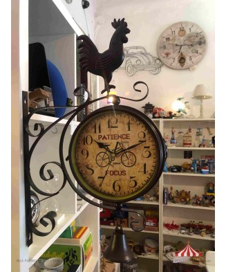 Reloj de Estación 20cm Negro con Pájaro